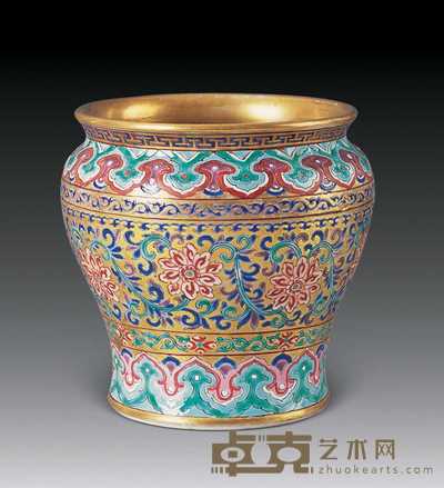 清乾隆 金地粉彩小尊 高13cm